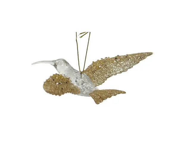 Glob Hummingbird w glitter V2, Decoris, 10.5x14x5 cm, plastic, argintiu