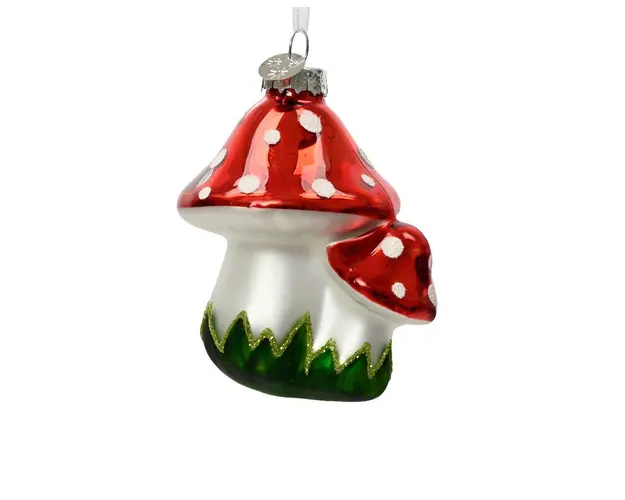 Glob Mushroom, Decoris, H7.5 cm, sticla, rosu/verde