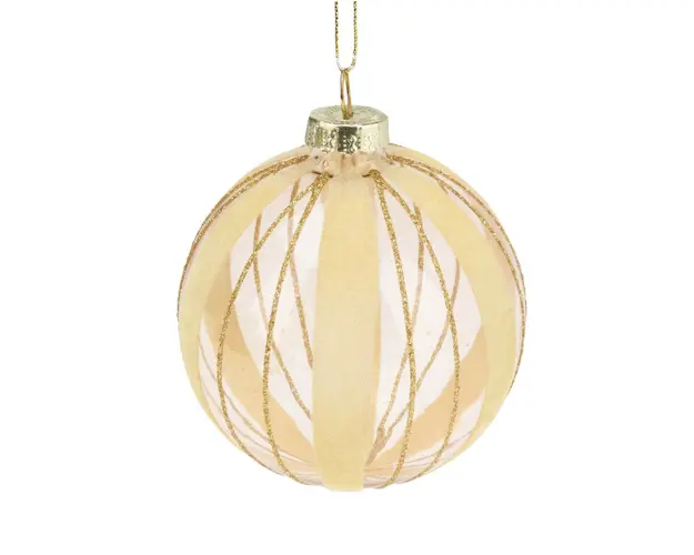 Glob Xmas Ball v1, Excellent Houseware, 8 cm, sticla, galben deschis