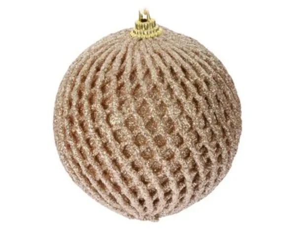Glob Xmas glitter, Ø8 cm, polistiren, bej