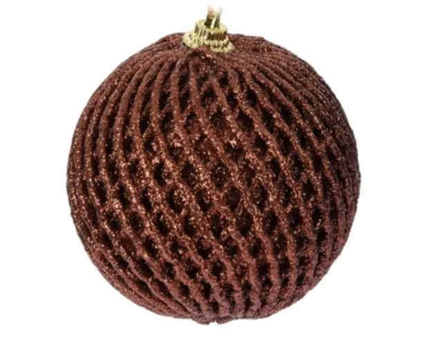 Glob Xmas glitter, Ø8 cm, polistiren, maro
