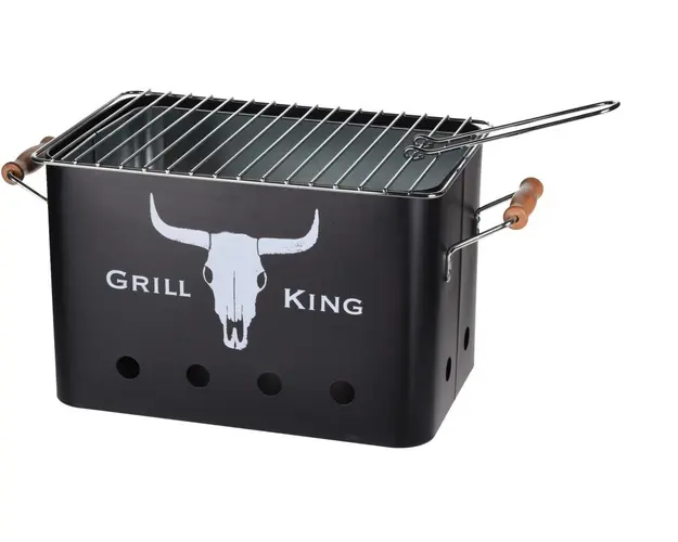 Gratar dreptunghiular Grill King, 32x20x20 cm, zinc, negru