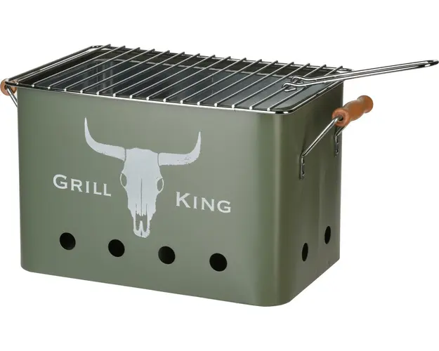 Gratar dreptunghiular Grill King, 32x20x20 cm, zinc, verde