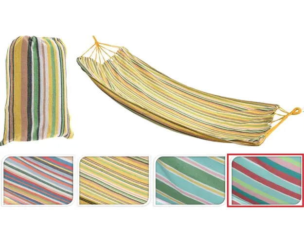 Hamac Stripe, 200x100 cm, policoton, rosu/albastru