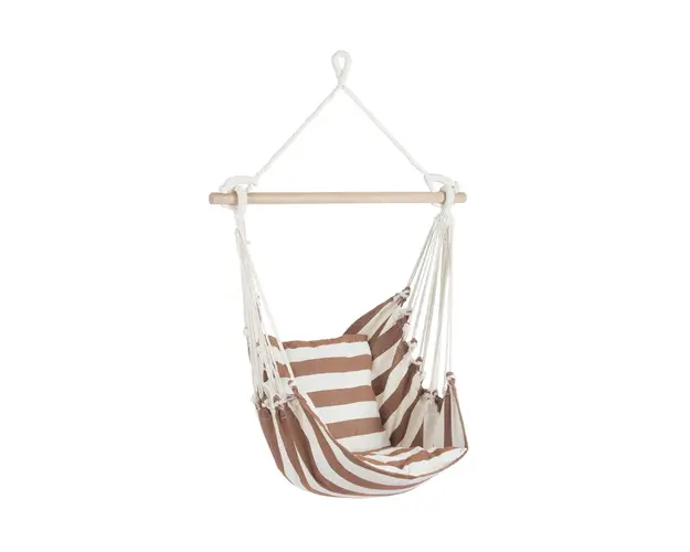 Hamac tip scaun Relax, Bizzotto, 85 x 100 cm, policoton/lemn de esenta tare, alb/maro