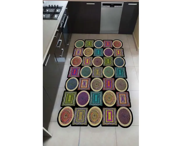 Covor de hol, HMNT959, 80x300 cm, Poliester, Multicolor