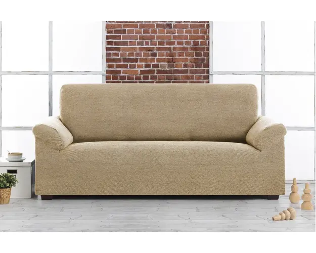 Husa canapea elastica bi-stretch, Belmarti, Viena, 2 locuri, jacquard, bej