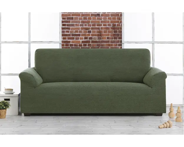 Husa canapea elastica bi-stretch, Belmarti, Viena, 2 locuri, jacquard, verde