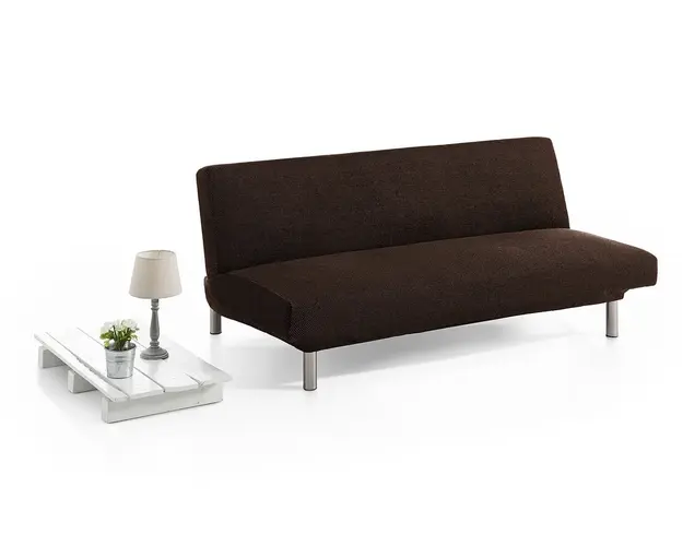 Husa canapea elastica bi-stretch, Belmarti, Viena, click-clack, 2 locuri, jacquard, maro