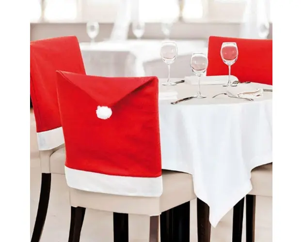 Set 2 huse spatar scaun Xmas hat, 48x60 cm, poliester, rosu