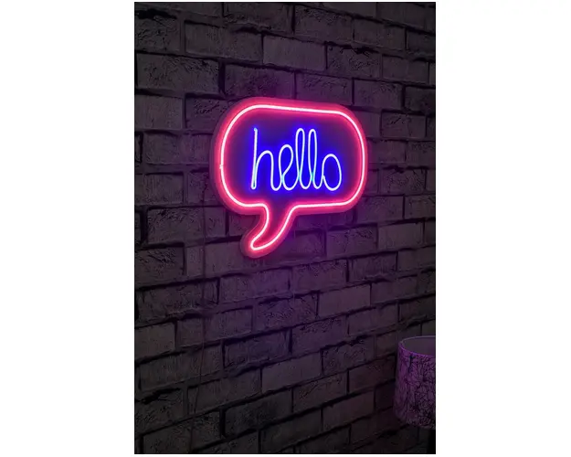 Decoratiune luminoasa LED, Hello, Benzi flexibile de neon, DC 12 V, Roz / Albastru