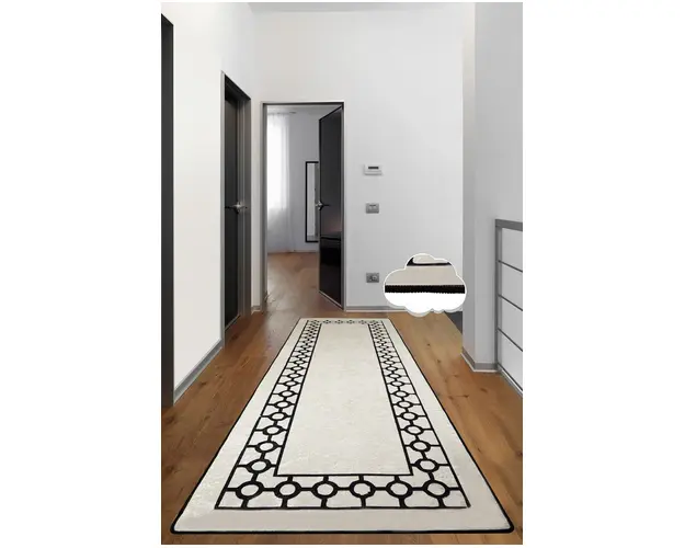 Covor de hol, Bague Ecru 80X200 , 50% catifea/50% poliester, Ecru