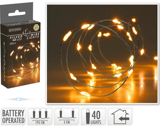 Instalatie Silverwire LED, 40 LED-uri, 195 cm, lumina calda