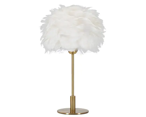 Lampa de masa Ball Feather, Mauro Ferretti, Ø30 x 50 cm, 1 x E27, 40W, fier, auriu/alb