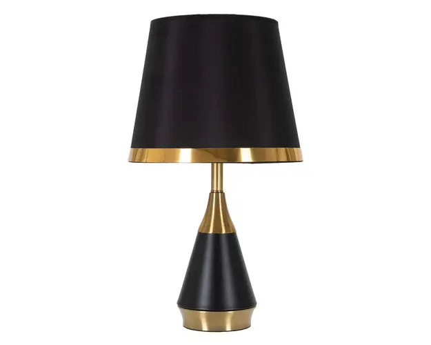 Lampa de masa Blacky, Mauro Ferretti, Ø28 x 50 cm, 1 x E27, 40W, fier/textil, negru/auriu