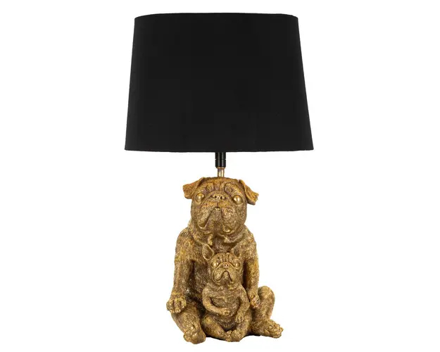 Lampa de masa Dog, Mauro Ferretti, 1x E27, 40W, 26x43.8 cm, polirasina/fier/textil, auriu/negru