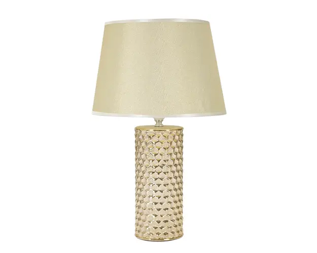 Lampa de masa, Glam Gold, Mauro Ferretti, 1 x E27, 40W, Ø30 x 47.5 cm, ceramica/fier/textil, alb/auriu