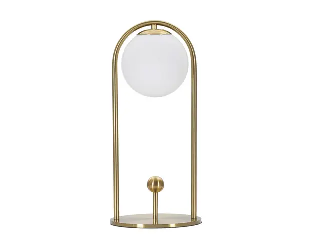 Lampa de masa Glamy Arc -A, Mauro Ferretti, Ø21 x 47 cm, 1 x E14, 40W, fier/sticla, auriu/alb