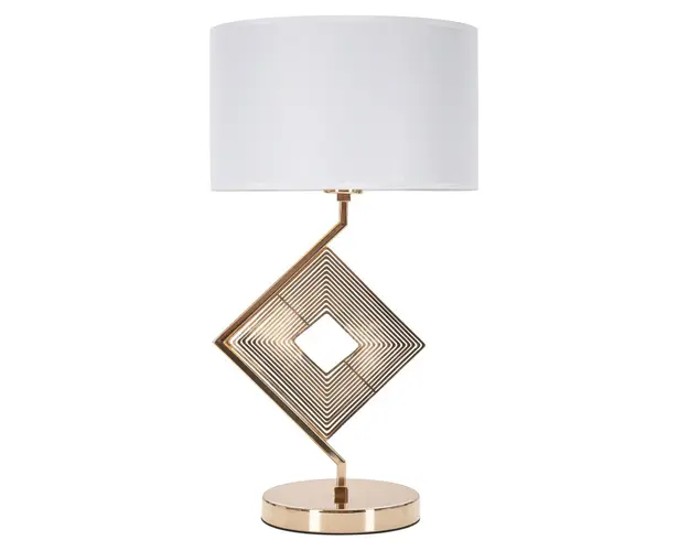 Lampa de masa Move, Mauro Ferretti, Ø30 x 56 cm, 1 x E27, 40W, fier/textil, auriu/alb