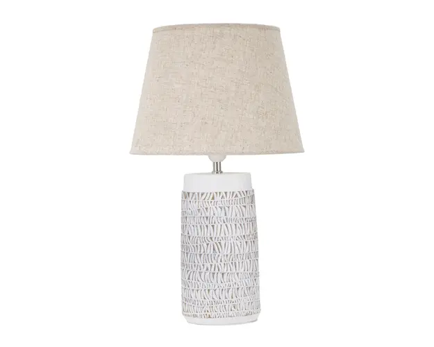 Lampa de masa, Nairobi, Mauro Ferretti, 1 x E27, 40W, Ø35 x 60.5 cm, polirasina/fier/textil, alb antic/maro