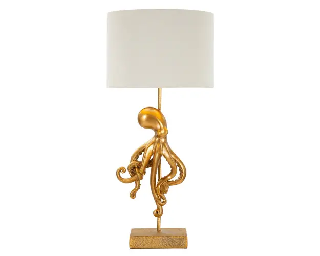 Lampa de masa Octopus, Mauro Ferretti, 1x E27, 40W, 30.5x64.5 cm, polirasina/fier/textil, auriu
