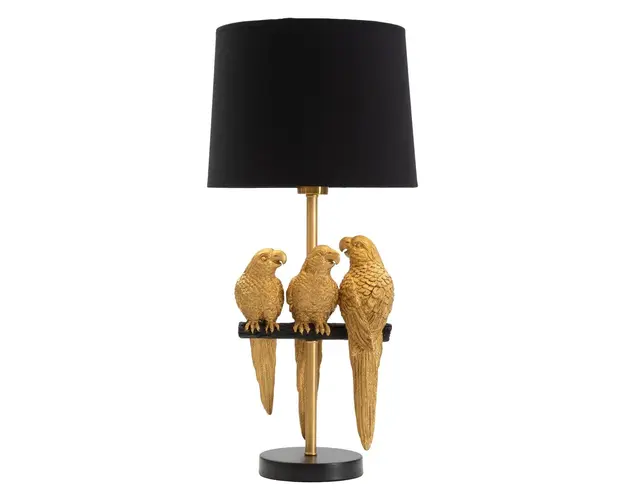 Lampa de masa Parrots, Mauro Ferretti, 1 x E27, 40W, Ø 30x62.5 cm, negru/auriu