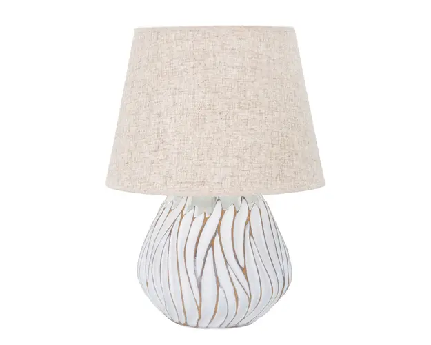 Lampa de masa, Polyresinhonduras, Mauro Ferretti, 1 x E27, 40W, Ø35 x 48 cm, polirasina/fier/textil, alb antic/maro