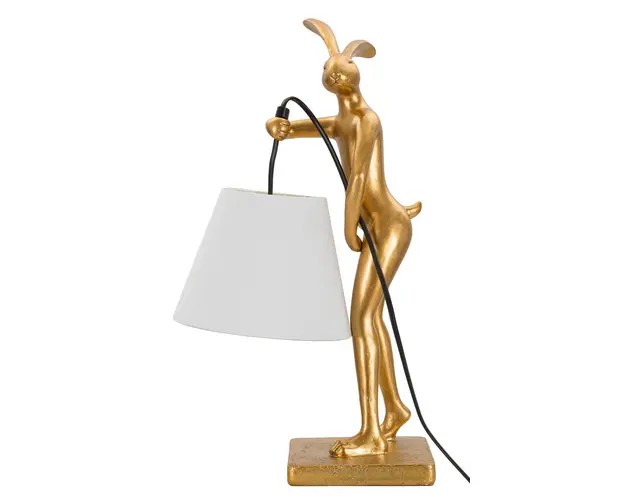 Lampa de masa Rabbit Stand, Mauro Ferretti, 1 x E14, 40W, 26x16x47 cm, polirasina/fier/textil, auriu/alb