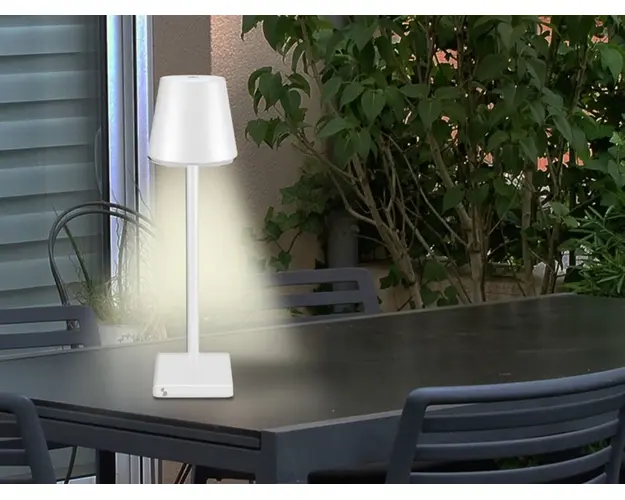 Lampa de masa reincarcabila Beper, 10x10x38.5 cm, alb