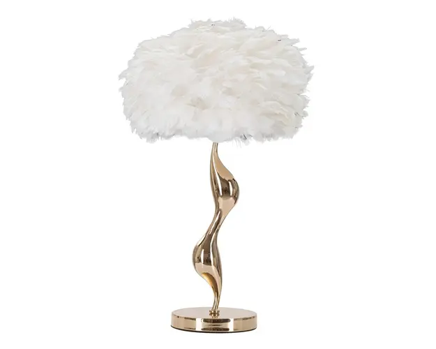 Lampa de masa Slim, Mauro Ferretti, Ø40 x 63 cm, 1 x E27, 40W, fier/textil, auriu/alb