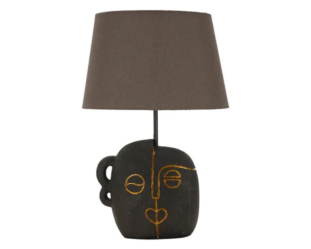 Lampa de masa Tribal -A, Mauro Ferretti, 1x E27, 40W, 30.5x46 cm, polirasina/fier/textil, maro/auriu
