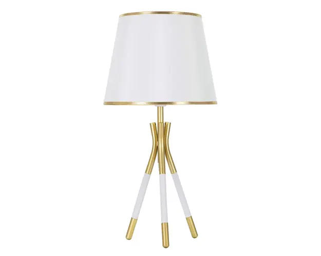 Lampa de masa Triply, Mauro Ferretti, Ø28 x 57 cm, 1 x E27, 40W, fier/textil, auriu/alb