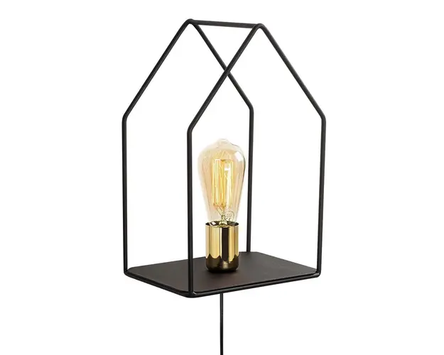 Lampa de perete Opviq Ev, 21x33 cm, E27, 100 W, negru/auriu