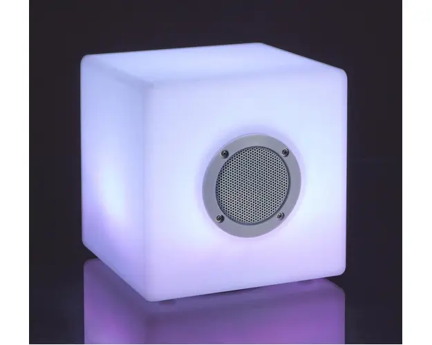 Lampa LED cu difuzor Bluetooth, Bizzotto Cube, 7 culori, cablu USB + telecomanda, 20x20x20 cm