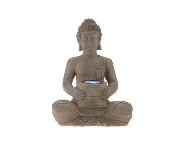 Lampa solara de gradina Buddha, 21x14x28 cm, argintiu