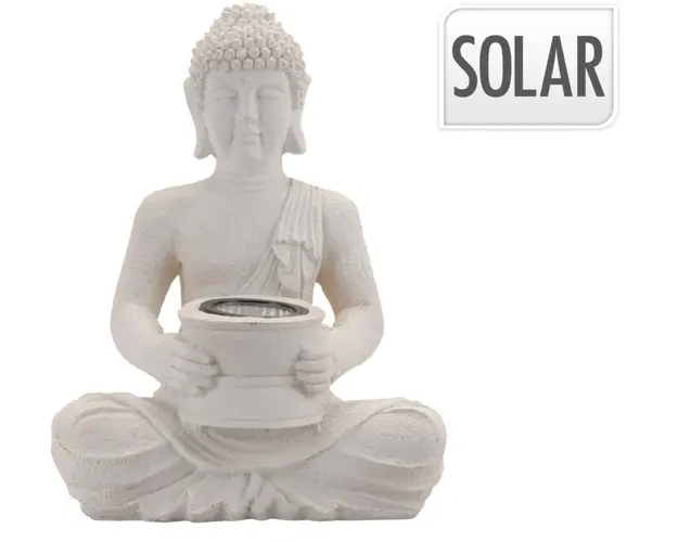 Lampa solara de gradina Buddha, 21x14x28 cm, ceramica