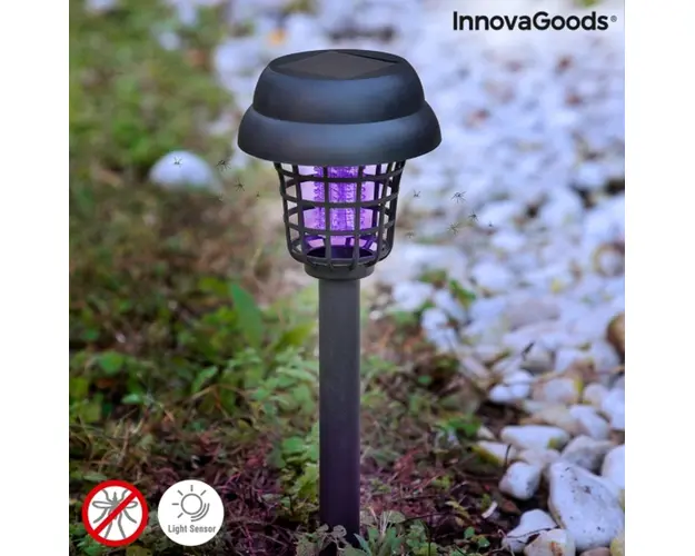 Lampa solara de gradina cu functie anti-tantarii 2 in 1, Garlam InnovaGoods, Ø9.5x34.5 cm