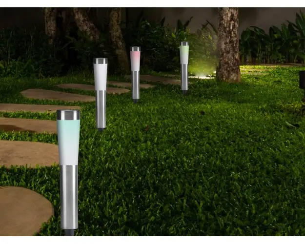 Lampa solara LED Beper, 7.5x7.5x56 cm, argintiu