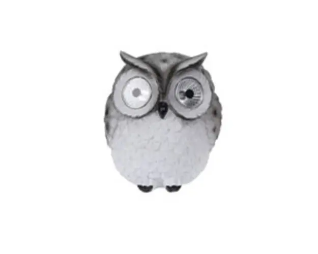 Lampa solara Owl, 14x14.5x15.5 cm, poliston, gri deschis