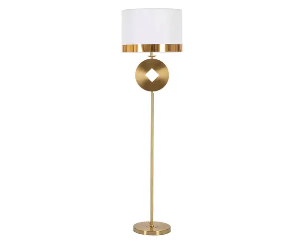 Lampadar Coin, Mauro Ferretti, Ø40 x 151 cm, 1 x E27, 40W, fier/textil, auriu/alb