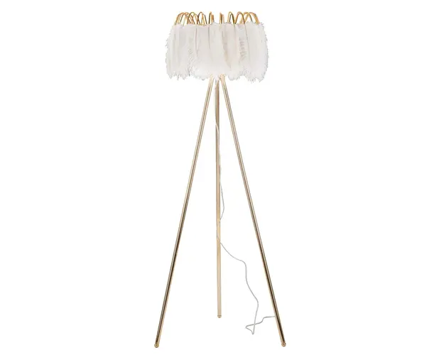 Lampadar Feather, Mauro Ferretti, Ø46 x 147 cm, 1 x E27, 40W, fier/plastic, auriu/alb