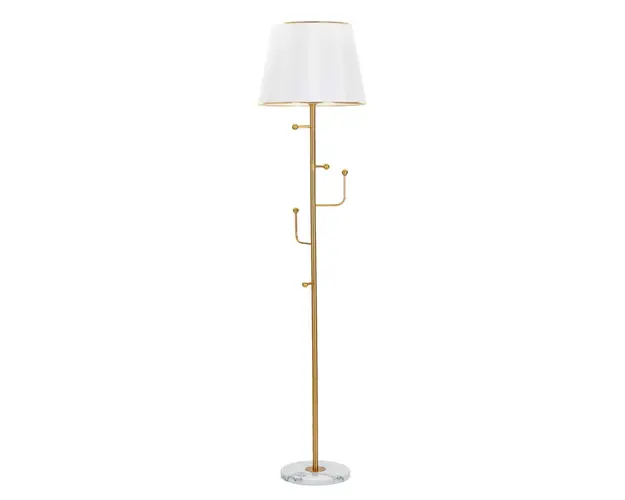 Lampadar Glam, Mauro Ferretti, Ø41 x 173 cm, 1 x E27, 40W, fier/textil, auriu/alb