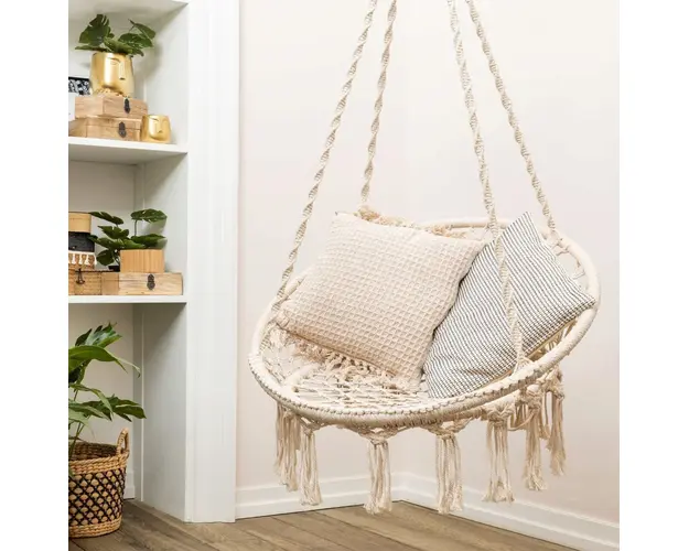 Leagan gradina/terasa Circle, Homla, 82x60x115-138 cm, bumbac/poliester, bej
