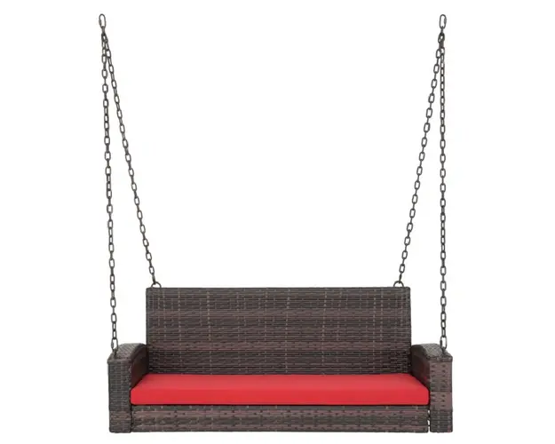 Leagan cu 2 locuri Lisboa, 130x58x60 cm, otel, maro/rosu