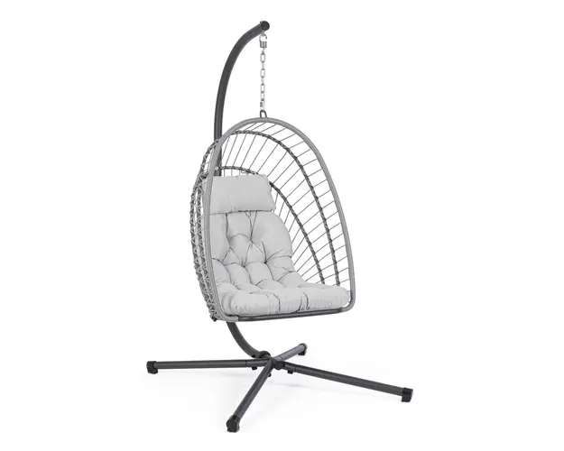 Leagan pentru gradina/terasa Errol, Bizzotto, 125x103x194 cm, otel/fibre sintetice/poliester, gri