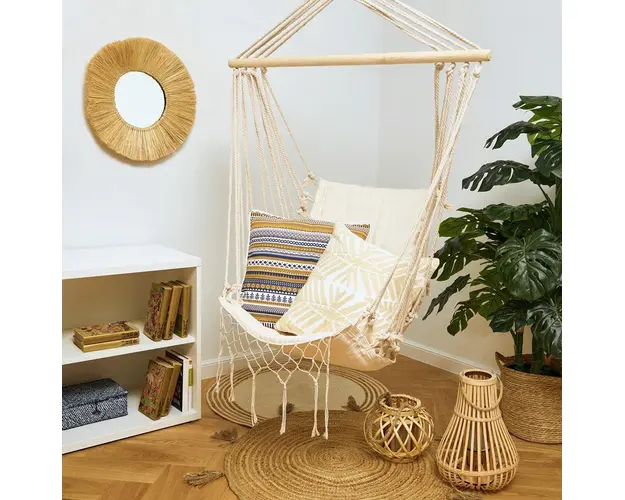 Leagan gradina/terasa Wobble, Homla, 98x50x110 cm, poliester/lemn, bej/crem