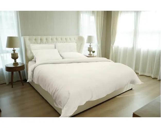 Lenjerie de pat, 2 persoane, 100% Bambus, 6 piese, 200x220 cm, Ivory