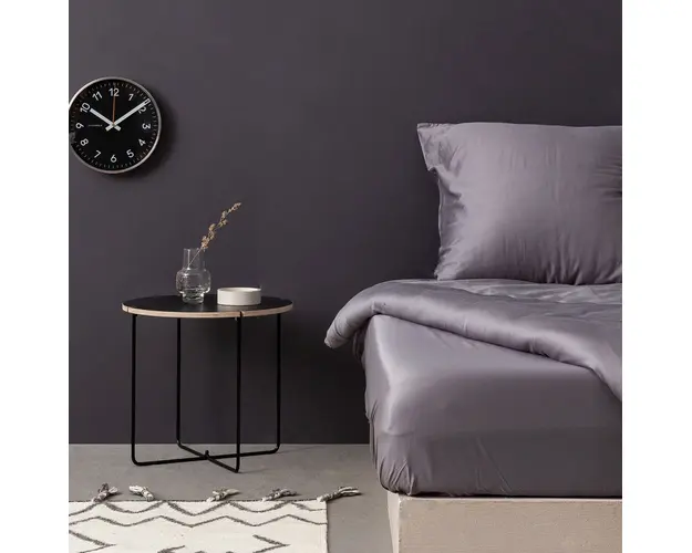 Lenjerie de pat dubla king size, Beverly Hills Polo Club, De Dark Grey, 3 piese, bumbac satinat, gri inchis