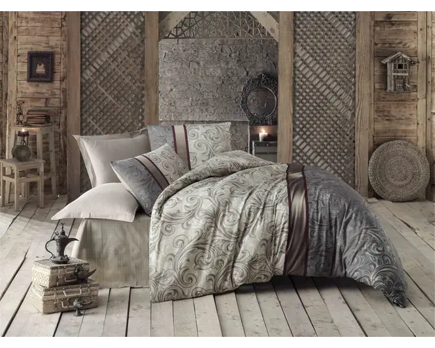 Lenjerie de pat dubla King (US) Basilisk, Victoria, 3 piese, 260x220 cm, amestec bumbac, multicolor