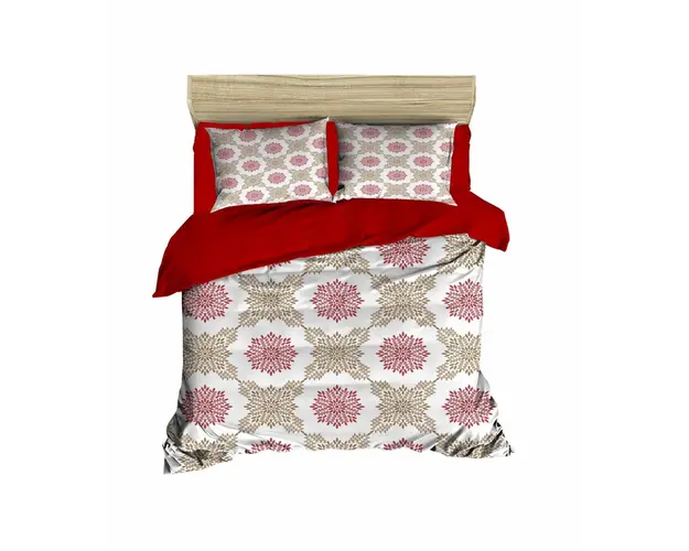 Lenjerie de pat dubla X-mas 442, Pearl Home, 3 piese, 200x220 cm, amestec bumbac, multicolor